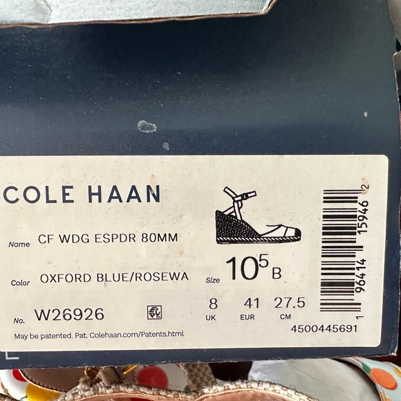 ✨ NIB Cole Haan Citrus Fruit Espadrille Wedge Sandals – Oxford Blue, Size 10.5B - Picture 11 of 11